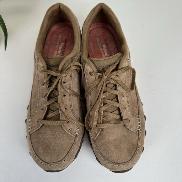 Skechers Bikers Curbed Memory Foam Walking Sneakers Brown Suede Shoes Size 9.5 - Picture 3 of 9